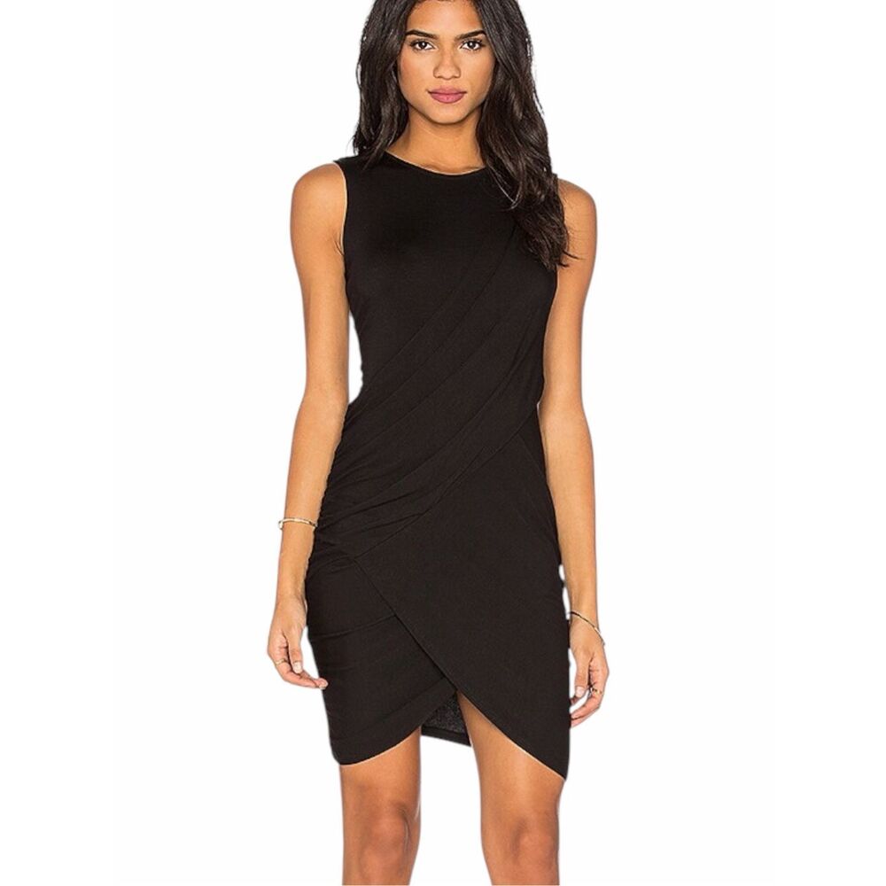 MICHAEL STARS x EVEREVE Women’s Black Ruched Bodycon Cocktail Dress Size Medium